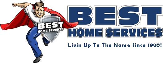 Best Home Services logo in blue, red and white